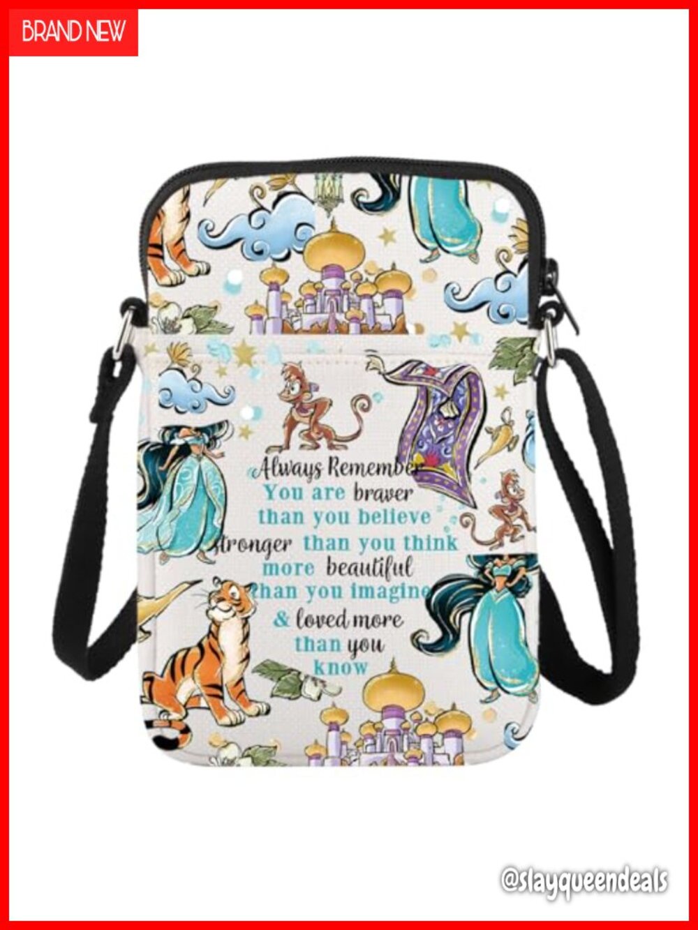 Canvas Crossbody Bag Jasmine Print Shoulder Purse 3D Double-Sided
